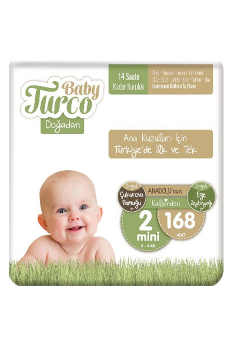 Baby Turco Doğadan 2 Numara Mini 168 Adet 3-6 Kg