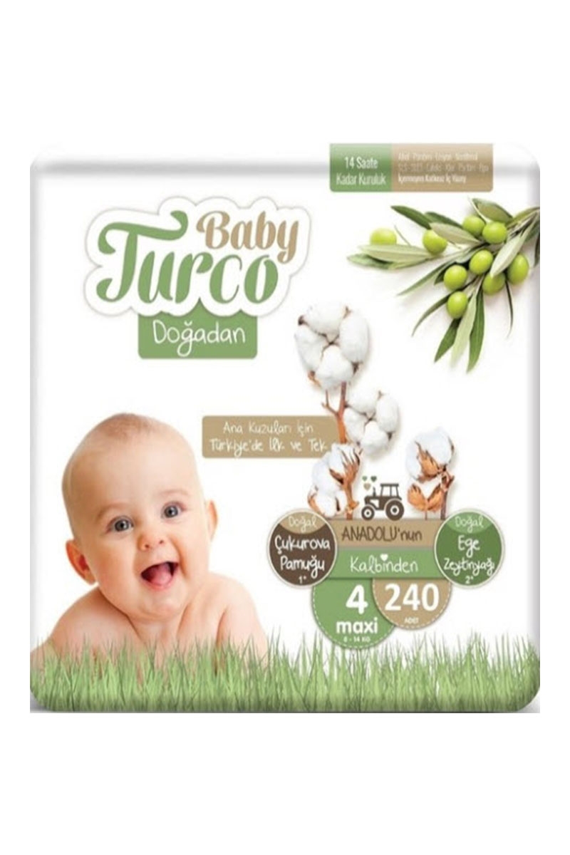 Baby Turco Doğadan 4 Numara Maxi 240 Adet 8-14 Kg