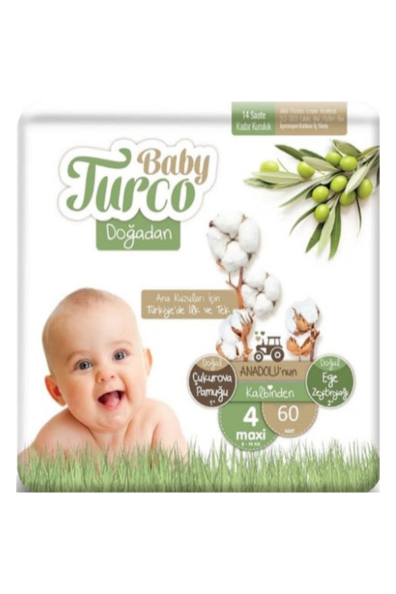 Baby Turco Doğadan 4 Numara Maxi 60 Adet 8-14 Kg
