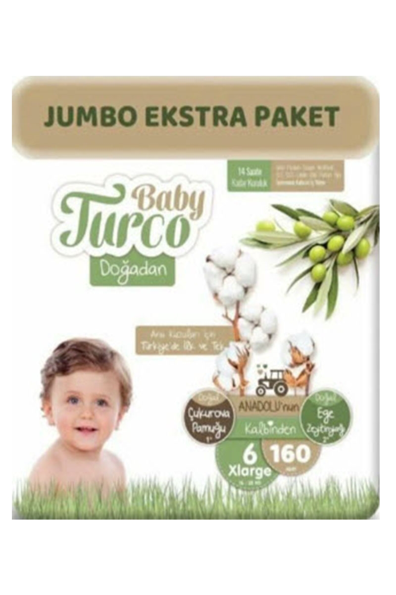 Baby Turco Doğadan 6 Numara Xlarge 160 Adet 16-25 Kg