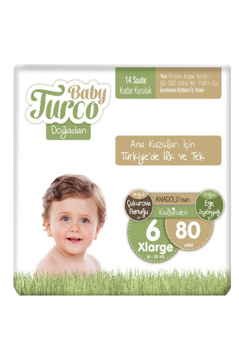Baby Turco Doğadan 6 Numara Xlarge 80 Adet 16-25 Kg