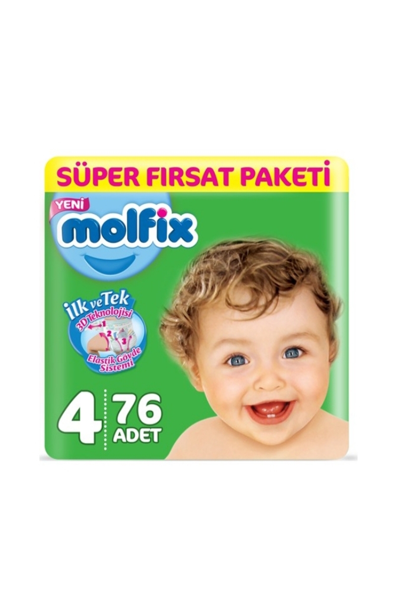 Molfix Bebek Bezi 4 Numara Maxi Süper Fırsat Paketi 76'Lı