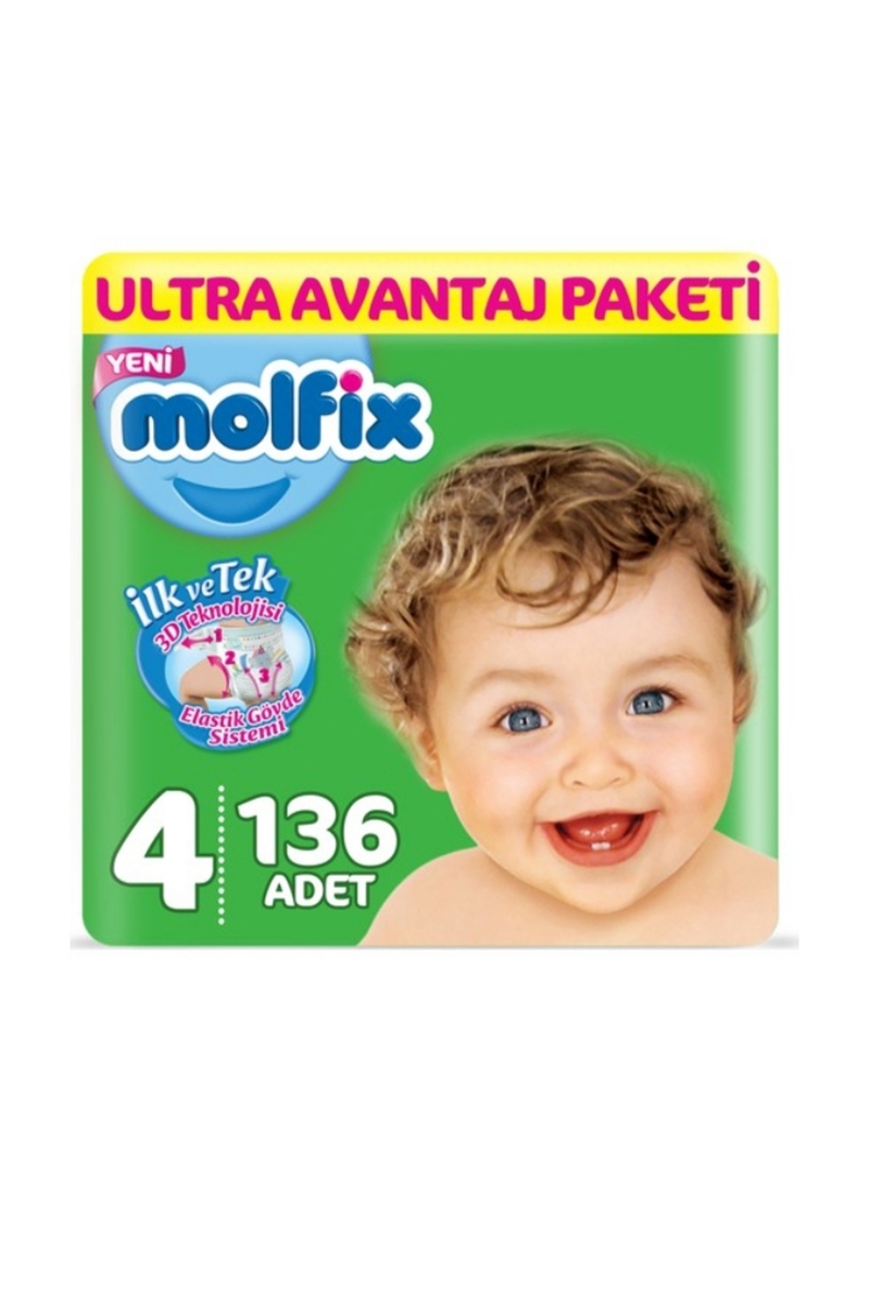 Molfix Bebek Bezi Ultra Avantaj Paketi 4 Numara 136 Adet 7-14 kg